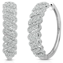 Diamond Hoop Earrings In 10K White Gold (2 Ct. Tw.)