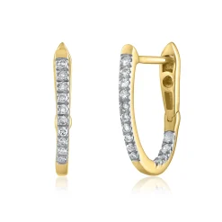 Diamond Hoop Earrings In 14K Yellow Gold (1/8 Ct. Tw.)