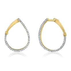 Diamond Hoop Earrings In 14K Yellow Gold (1/7 Ct. Tw.)