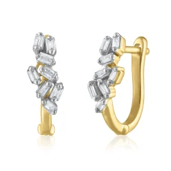 Diamond Hoop Earrings In 14K Yellow Gold (1/7 Ct. Tw.)