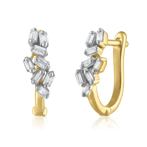 Diamond Hoop Earrings In 14K Yellow Gold (1/7 Ct. Tw.)