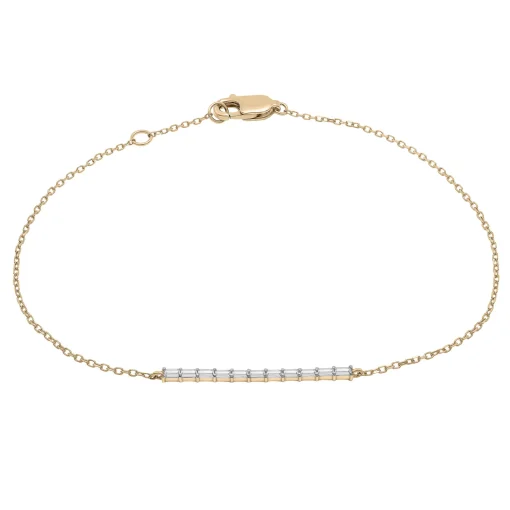 Diamond Horizontal Baguette Bar Bracelet In 14K Yellow Gold (1/7 Ct. Tw.)