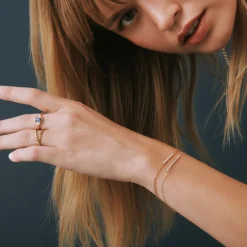 Diamond Horizontal Baguette Bar Bracelet In 14K Yellow Gold (1/7 Ct. Tw.)