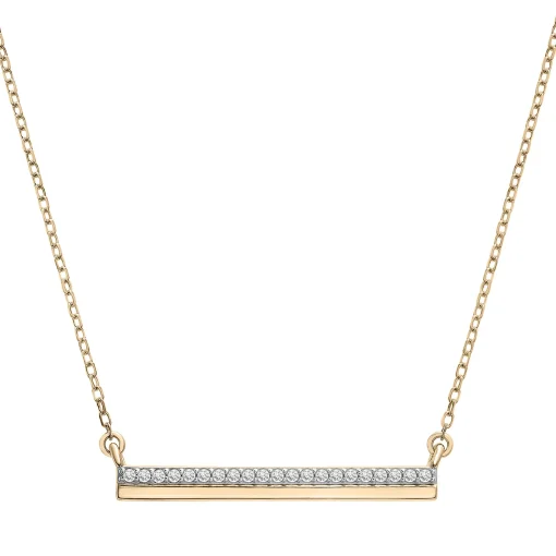 Diamond Horizontal Bar Necklace In 14K Yellow Gold (1/10 Ct. Tw.)