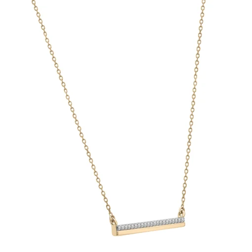 Diamond Horizontal Bar Necklace In 14K Yellow Gold (1/10 Ct. Tw.)
