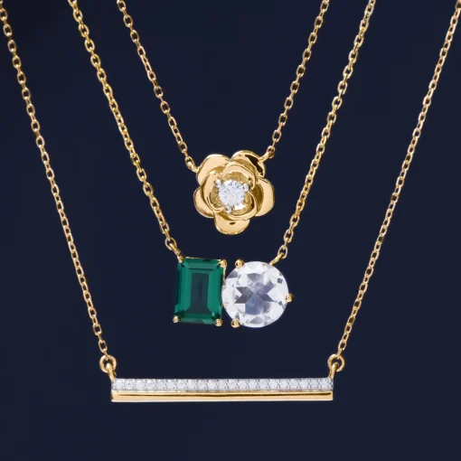 Diamond Horizontal Bar Necklace In 14K Yellow Gold (1/10 Ct. Tw.)