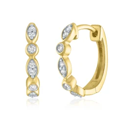 Diamond Huggie Hoop Earrings In 10K Yellow Gold (1/10 Ct. Tw.)