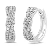 Diamond Huggie Twist Earrings In 10K White Gold (1/4 Ct. Tw.)