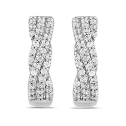 Diamond Huggie Twist Earrings In 10K White Gold (1/4 Ct. Tw.)