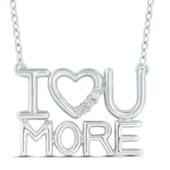Diamond I U More Necklace In Sterling Silver