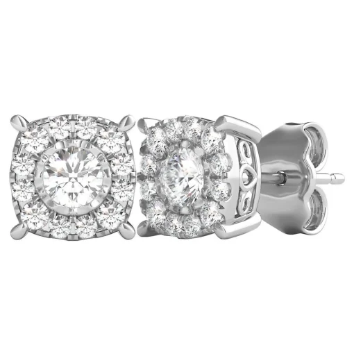 Diamond Illusion Halo Stud Earrings