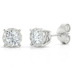 Diamond Illusion Stud Earrings, 10K White Gold (3/8 Ct. Tw.)