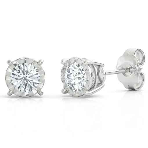 Diamond Illusion Stud Earrings, 10K White Gold (3/8 Ct. Tw.)