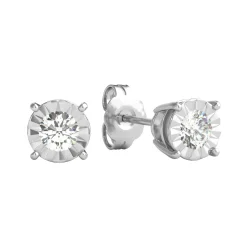 Diamond Illusion Stud Earrings, 10K White Gold (3/8 Ct. Tw.)