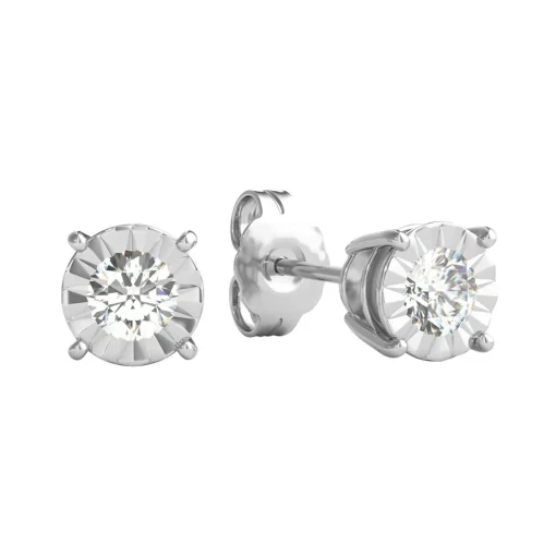 Diamond Illusion Stud Earrings, 10K White Gold (3/8 Ct. Tw.)