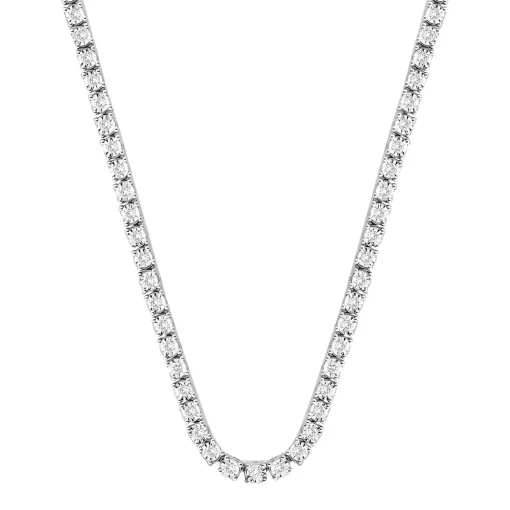 Diamond Illusion Tennis Necklace In 10K White Gold (1 Ct. Tw.)