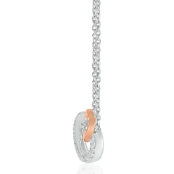 Diamond Infinity & Heart Pendant In Sterling Silver & 10K Rose Gold (1/7 Ct. Tw.)