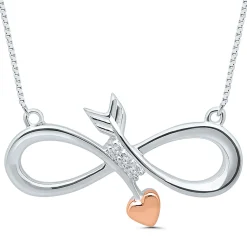 Diamond Infinity Arrow Pendant In Sterling Silver