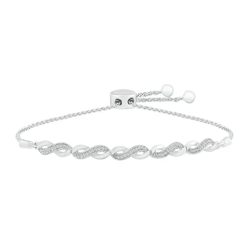 Diamond Infinity Bolo Bracelet In Sterling Silver (1/10 Ct. Tw.)