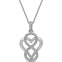 Diamond Infinity Heart Pendant In Sterling Silver