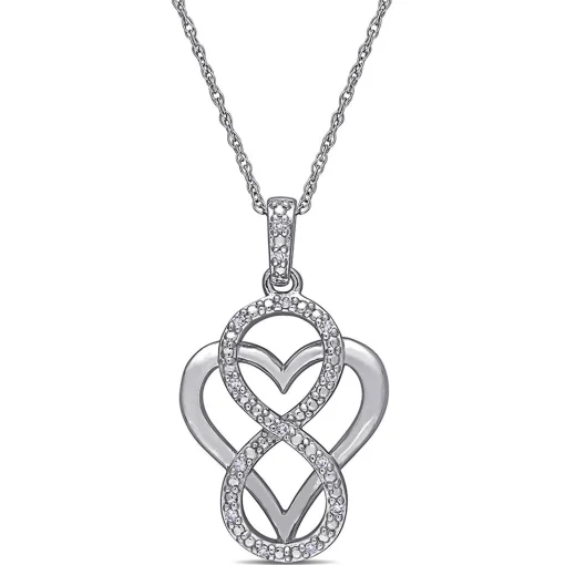 Diamond Infinity Heart Pendant In Sterling Silver