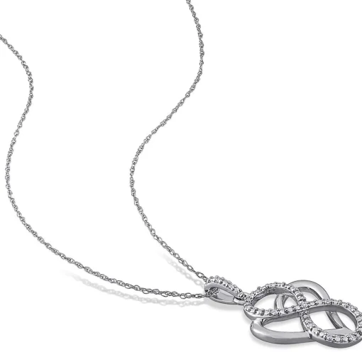Diamond Infinity Heart Pendant In Sterling Silver