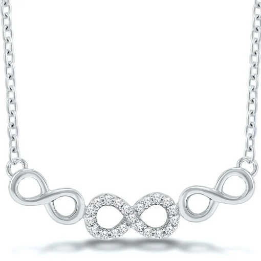 Diamond Infinity Necklace In Sterling Silver