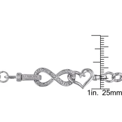 Diamond Infinity Necklace With Heart In Sterling Silver (1/10 Ct. Tw.)