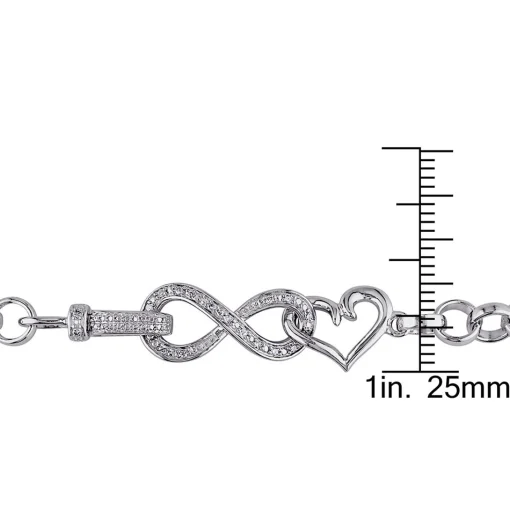 Diamond Infinity Necklace With Heart In Sterling Silver (1/10 Ct. Tw.)