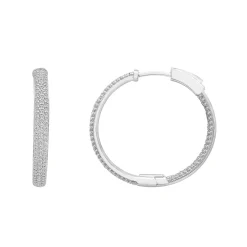 Diamond Inside-Out Hoop Earrings In 10K White Gold (1 Ct. Tw.)