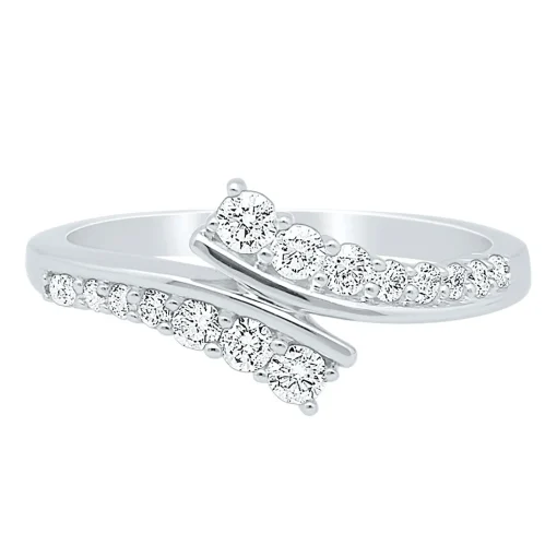 Diamond Journey Bypass Ring In 10K White Gold (3/8 Ct. Tw.)