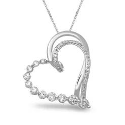 Diamond Journey Heart Pendant In 10K White Gold (1/2 Ct. Tw.)
