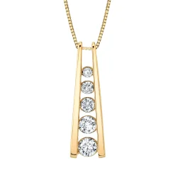 Diamond Journey Pendant With Ladder Design In 14K Yellow Gold (1/2 Ct. Tw.)