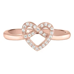 Diamond Knotted Heart Ring In 10K Rose Gold (1/10 Ct. Tw.)