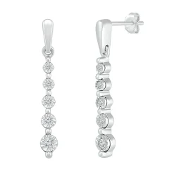 Diamond Linear Drop Earrings With Illusion Settings In 10K White Gold (1/7 Ct. Tw.)