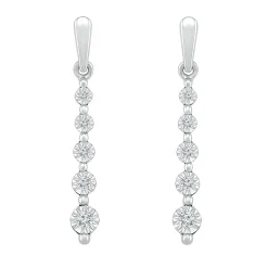 Diamond Linear Drop Earrings With Illusion Settings In 10K White Gold (1/7 Ct. Tw.)