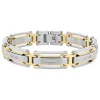 Diamond Link Bracelet In Stainless Steel And Yellow Ion-Plated Stainless Steel, 8.5" (1/7 Ct. Tw.)