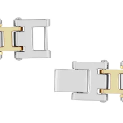 Diamond Link Bracelet In Stainless Steel And Yellow Ion-Plated Stainless Steel, 8.5