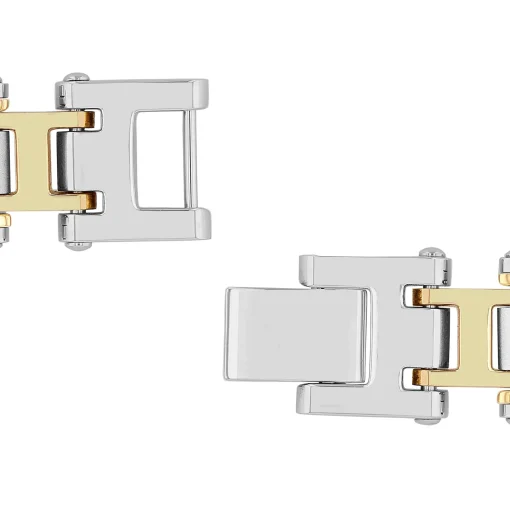 Diamond Link Bracelet In Stainless Steel And Yellow Ion-Plated Stainless Steel, 8.5" (1/7 Ct. Tw.)