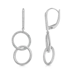 Diamond Linked Circle Earrings In Sterling Silver (1/5 Ct. Tw.)