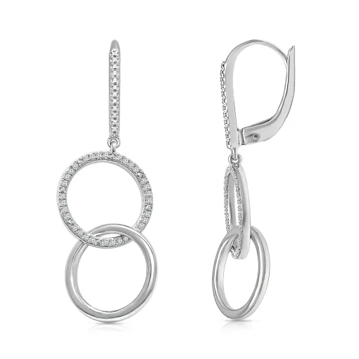 Diamond Linked Circle Earrings In Sterling Silver (1/5 Ct. Tw.)