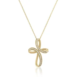 Diamond Loop Cross Pendant In 10K Yellow Gold (1/7 Ct. Tw.)