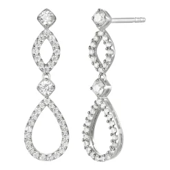 Diamond Loop Dangle Earrings In 10K White Gold (1/2 Ct. Tw.)