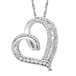 Diamond Loop Heart Pendant In 10K White Gold (1/4 Ct. Tw.)