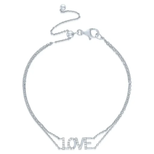 Diamond Love Bracelet In Sterling Silver (1/10 Ct. Tw.)