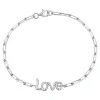 Diamond Love Paperclip Chain Bracelet In Sterling Silver (1/4 Ct. Tw.)