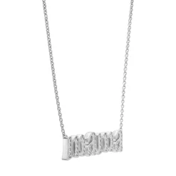 Diamond "Mama" Necklace In Sterling Silver (1/7 Ct. Tw.)