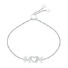 Diamond "Mom" Heart Bolo Bracelet In Sterling Silver