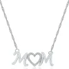 Diamond Mom Heart Necklace In Sterling Silver