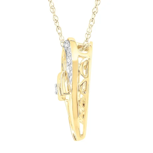 Diamond Mom Heart Pendant In 10K Yellow Gold